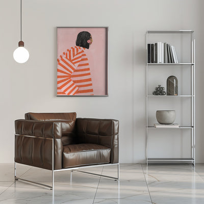 The Woman With the Ornage Stripes - Stretched Canvas, Poster or Fine Art Print I Heart Wall Art