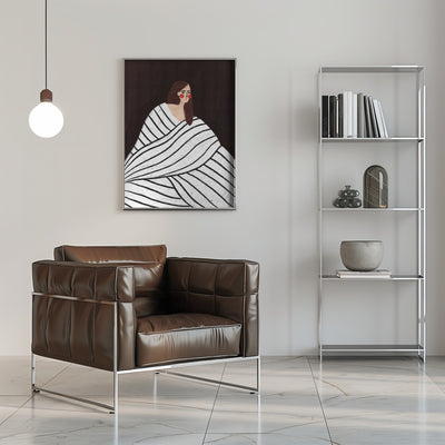 The Woman With Black and White Stripes - Stretched Canvas, Poster or Fine Art Print I Heart Wall Art