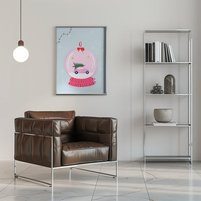 Snowglobe Pink - Stretched Canvas, Poster or Fine Art Print I Heart Wall Art