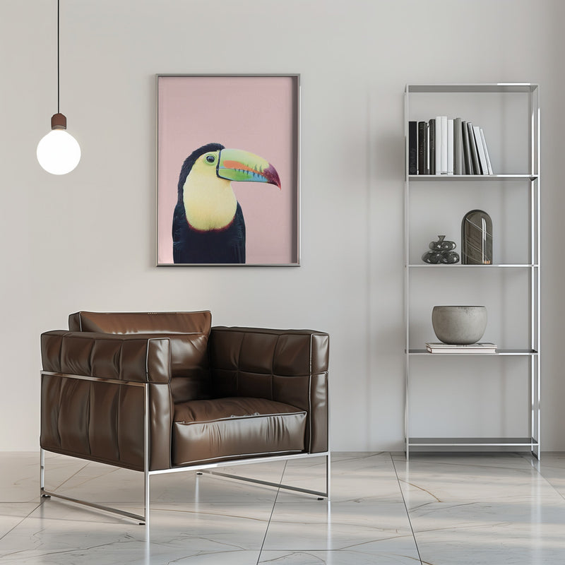 Toucan on Pink - Stretched Canvas, Poster or Fine Art Print I Heart Wall Art