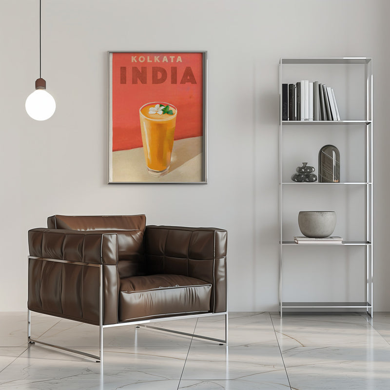 Travel Poster Cocktail Kolkata India - Stretched Canvas, Poster or Fine Art Print I Heart Wall Art