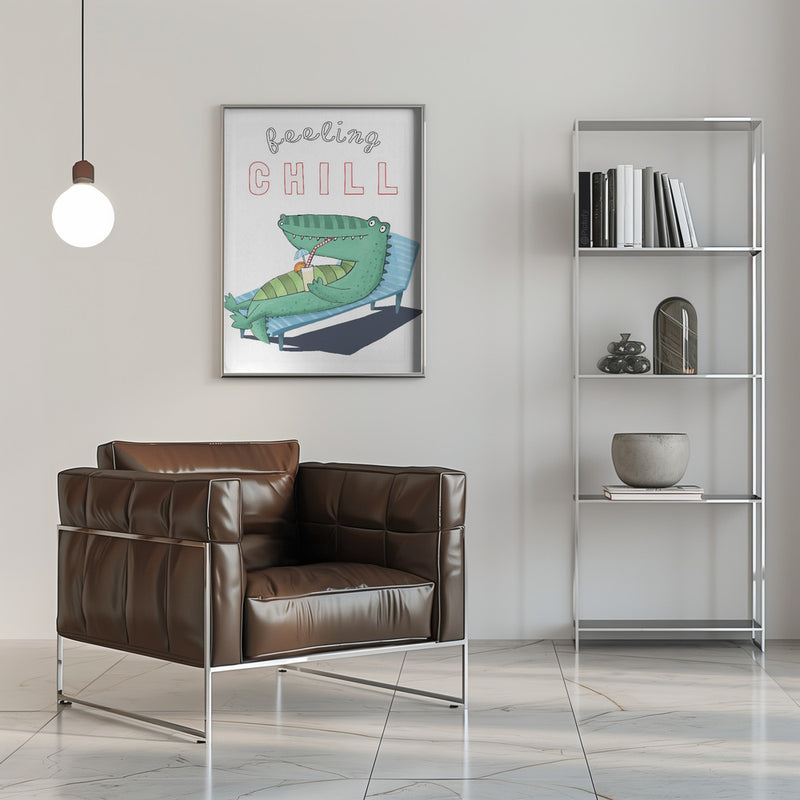 Feeling Chill! Funny Crocodile Lounging in the Sunshine by artist Carla Daly - Stretched Canvas, Poster or Fine Art Print I Heart Wall Art