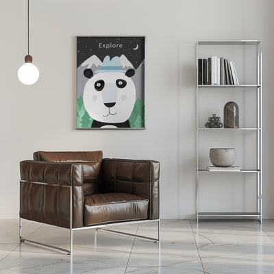 Explore the World with Cute Panda by Artist Carla Daly - Stretched Canvas, Poster or Fine Art Print I Heart Wall Art