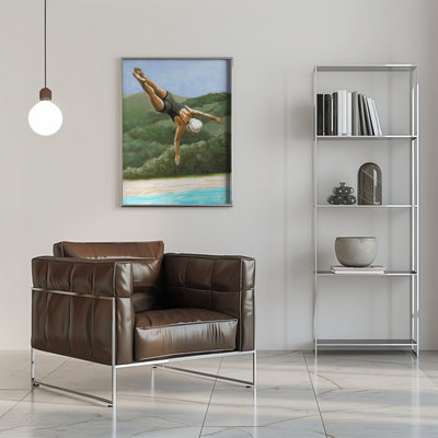 Diver Above River - Stretched Canvas, Poster or Fine Art Print I Heart Wall Art