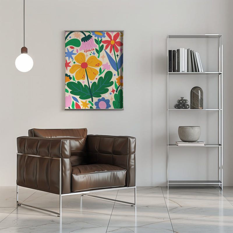 Flower Mixtape - Stretched Canvas, Poster or Fine Art Print I Heart Wall Art