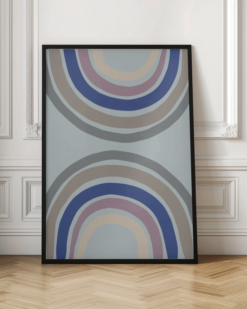 Double Rainbow Blue - Stretched Canvas, Poster or Fine Art Print I Heart Wall Art