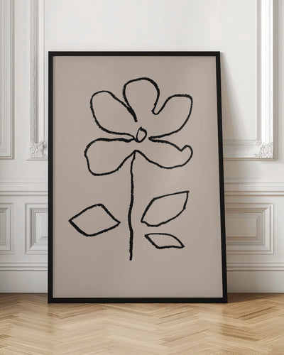 Oil Pastel Flower Black - Stretched Canvas, Poster or Fine Art Print I Heart Wall Art