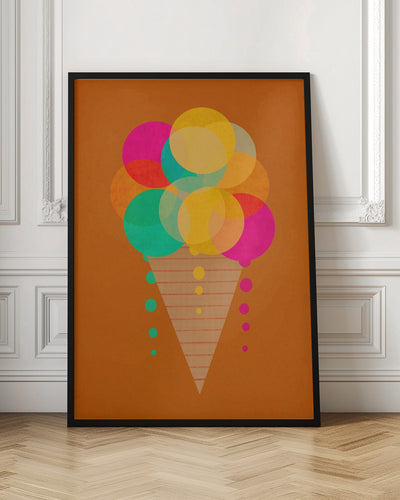 Neon Ice Cream - Stretched Canvas, Poster or Fine Art Print I Heart Wall Art