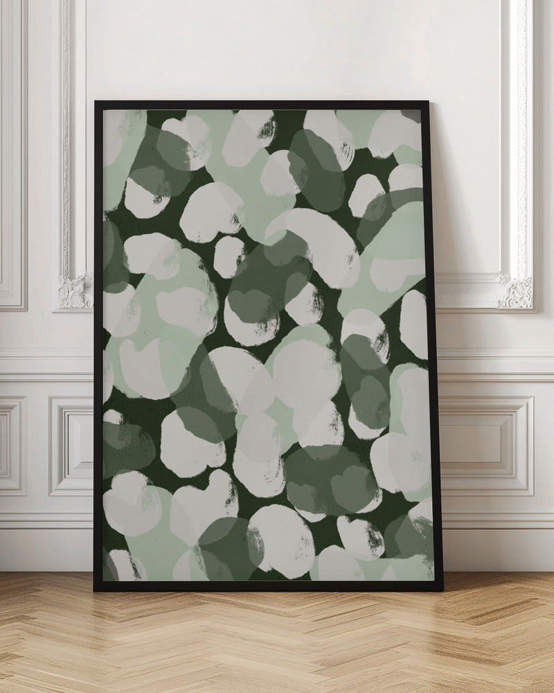 Green Round Strokes Pattern - Stretched Canvas, Poster or Fine Art Print I Heart Wall Art