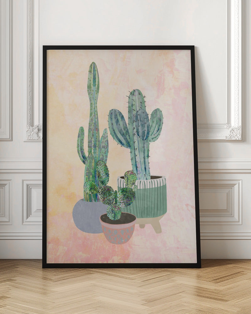 Boho Cactus Trio - Stretched Canvas, Poster or Fine Art Print I Heart Wall Art