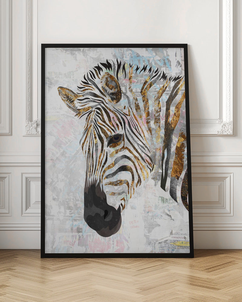 Grunge gold zebra - Stretched Canvas, Poster or Fine Art Print I Heart Wall Art