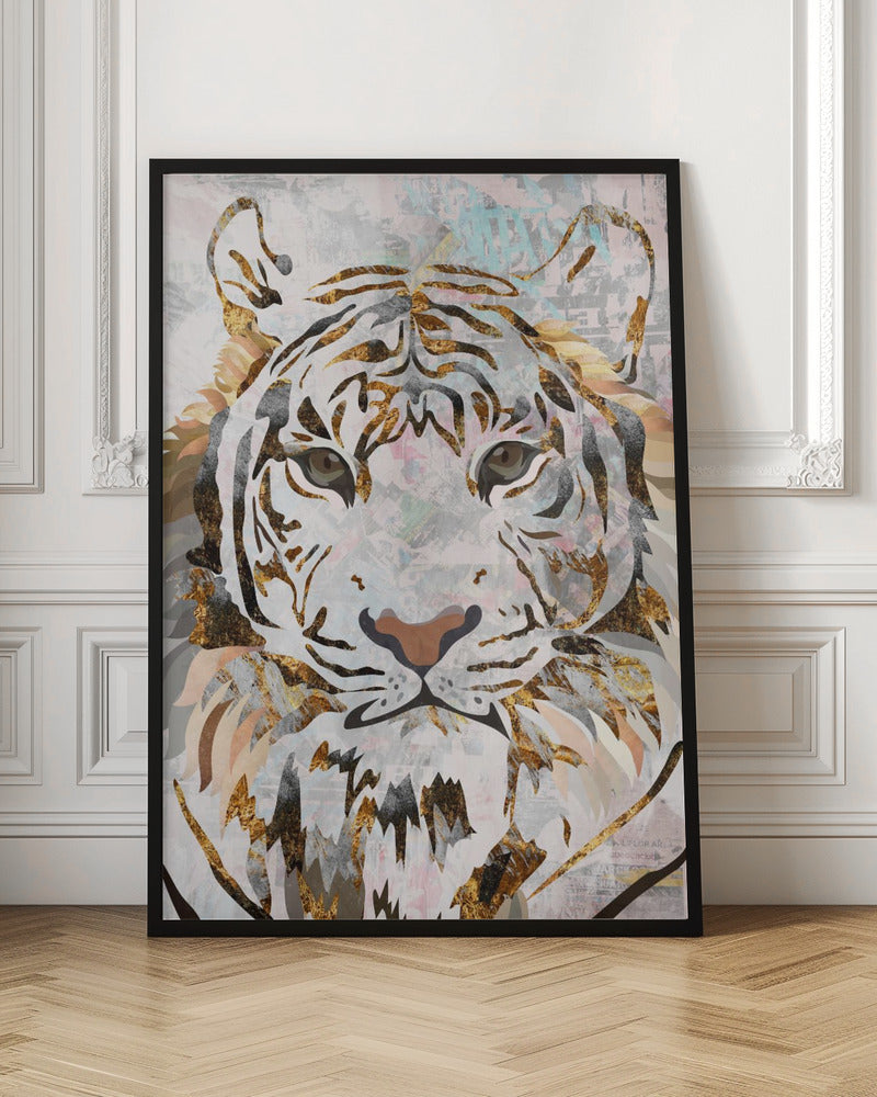 Grunge Gold Tiger - Stretched Canvas, Poster or Fine Art Print I Heart Wall Art