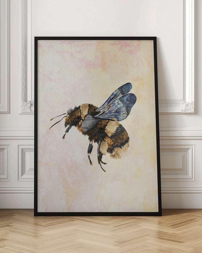 Grunge Watercolour Bee - Stretched Canvas, Poster or Fine Art Print I Heart Wall Art