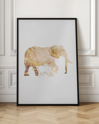 White Gold Elephants - Stretched Canvas, Poster or Fine Art Print I Heart Wall Art