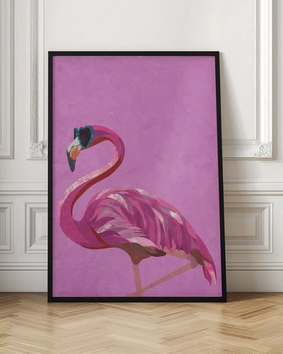 Magenta Metallic Flamingo - Stretched Canvas, Poster or Fine Art Print I Heart Wall Art