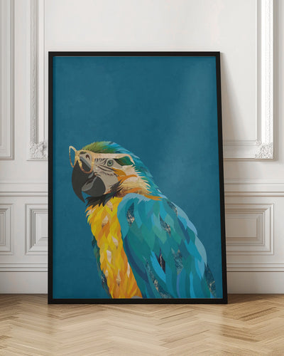 Vibrant macaw wearing glasses - Stretched Canvas, Poster or Fine Art Print I Heart Wall Art