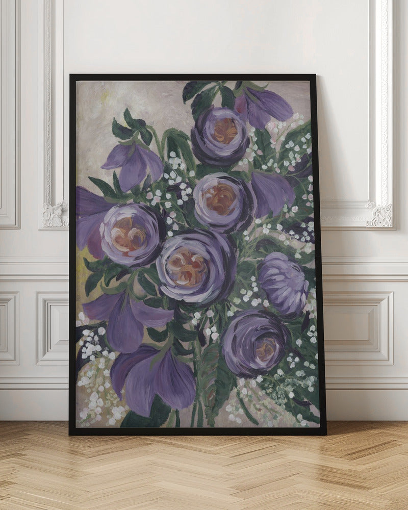 Aaliyah painterly English roses - Stretched Canvas, Poster or Fine Art Print I Heart Wall Art