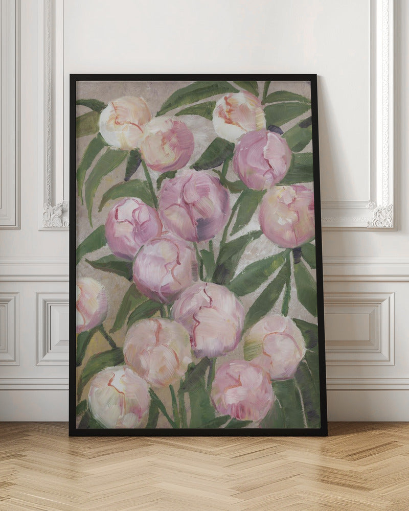 Valenty painterly peonies - Stretched Canvas, Poster or Fine Art Print I Heart Wall Art