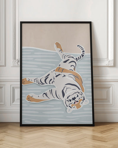 Scandi Sleeping Tiger Children's Art - Stretched Canvas, Poster or Fine Art Print I Heart Wall Art