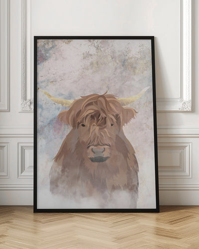 Highlands Cow Gold and Marble - Stretched Canvas, Poster or Fine Art Print I Heart Wall Art