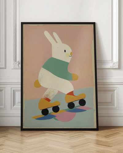 Skating Bunny - Stretched Canvas, Poster or Fine Art Print I Heart Wall Art