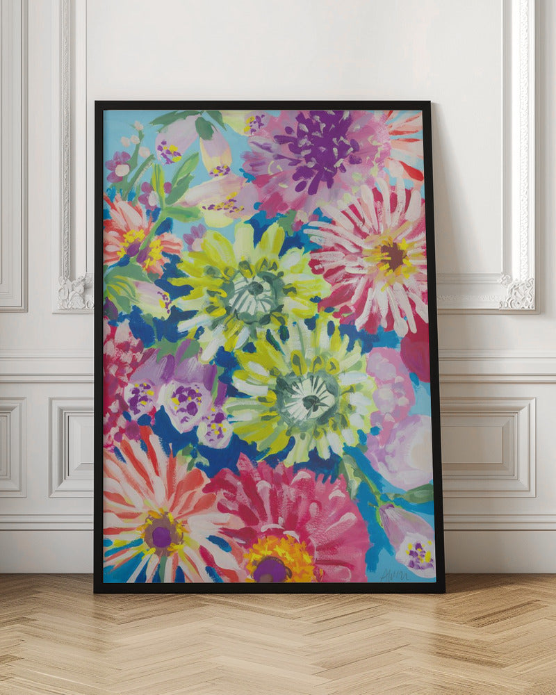 Lime Asters - Stretched Canvas, Poster or Fine Art Print I Heart Wall Art
