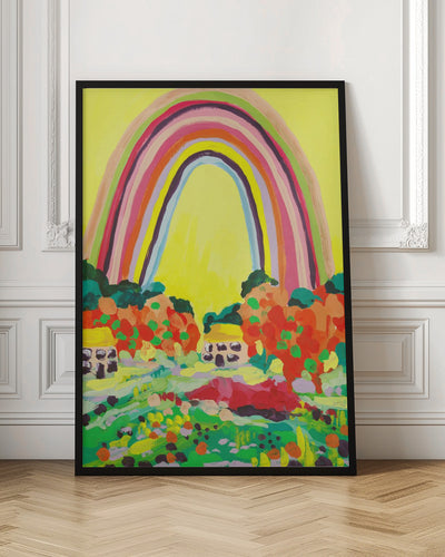 Countryside Rainbow Yellow - Stretched Canvas, Poster or Fine Art Print I Heart Wall Art