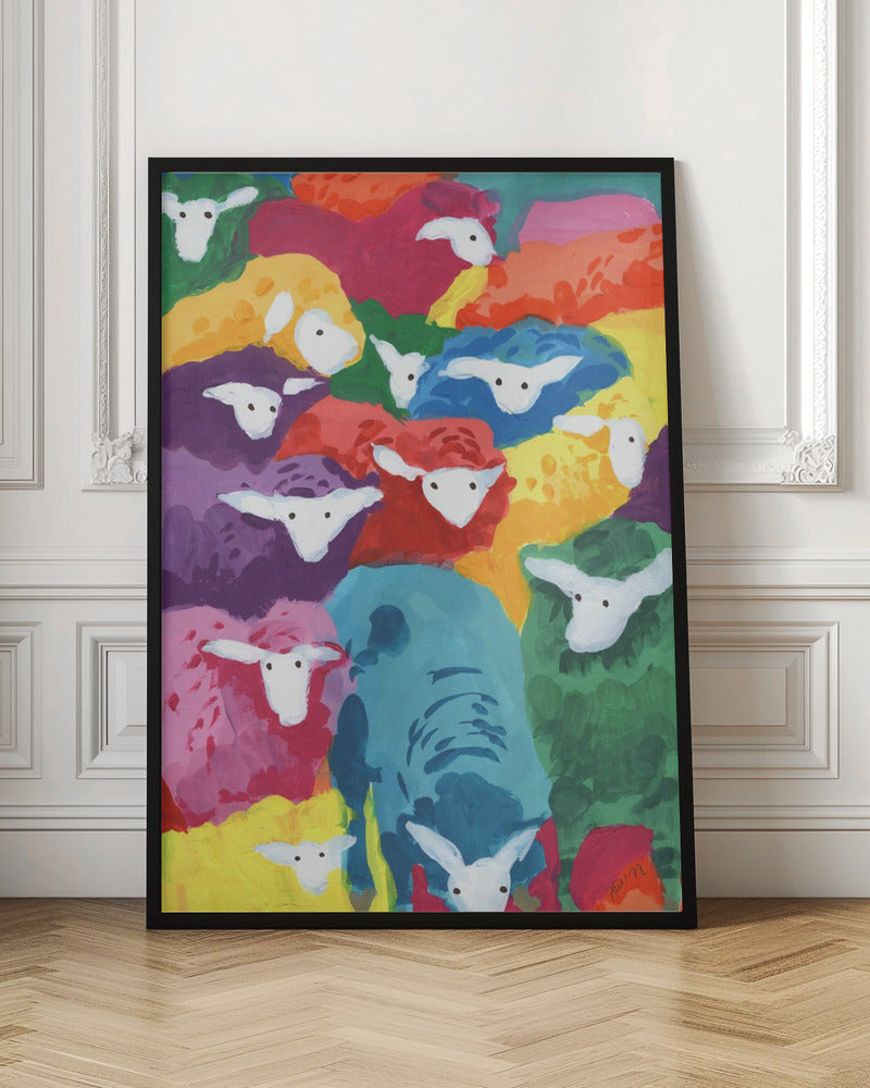 Colorful Sheep Cocktail - Stretched Canvas, Poster or Fine Art Print I Heart Wall Art