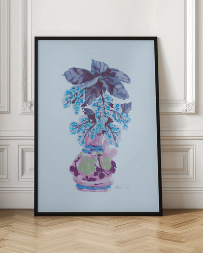 Blooming Vase In Blue - Stretched Canvas, Poster or Fine Art Print I Heart Wall Art