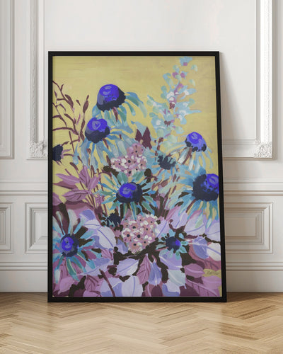 Echinacea Cobalt Blue - Stretched Canvas, Poster or Fine Art Print I Heart Wall Art