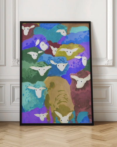 Colorful Sheep Cocktail seaside - Stretched Canvas, Poster or Fine Art Print I Heart Wall Art