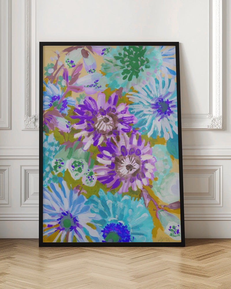 Purple Asters - Stretched Canvas, Poster or Fine Art Print I Heart Wall Art