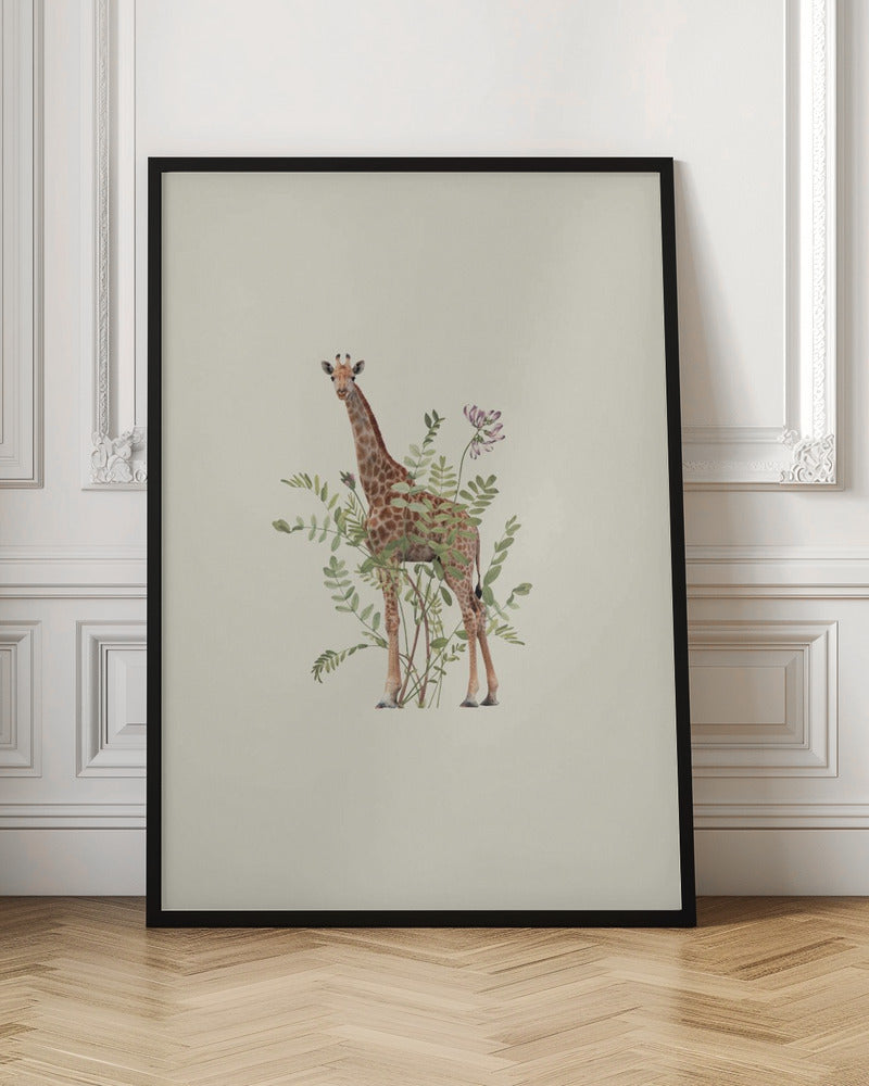 Floral giraffe - Stretched Canvas, Poster or Fine Art Print I Heart Wall Art