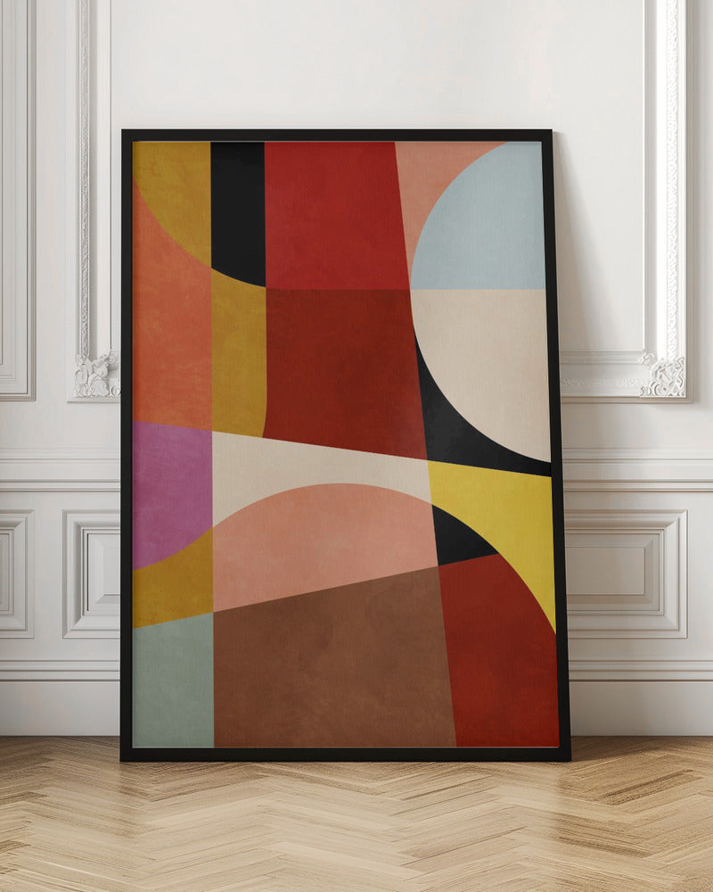 Warm Colors Bauhaus Geometry2 - Stretched Canvas, Poster or Fine Art Print I Heart Wall Art