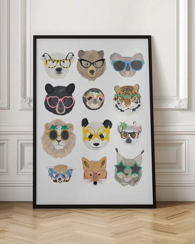 Big Cats in glasses print - Stretched Canvas, Poster or Fine Art Print I Heart Wall Art