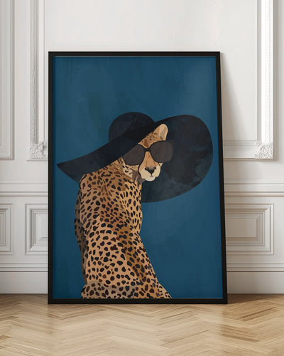 Fashionable Cheetah wearing a sunhat - Stretched Canvas, Poster or Fine Art Print I Heart Wall Art