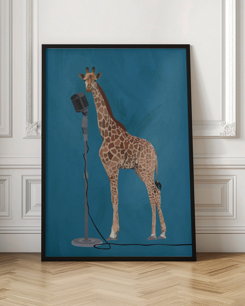 Giraffe Microphone Pink 2 01 - Stretched Canvas, Poster or Fine Art Print I Heart Wall Art