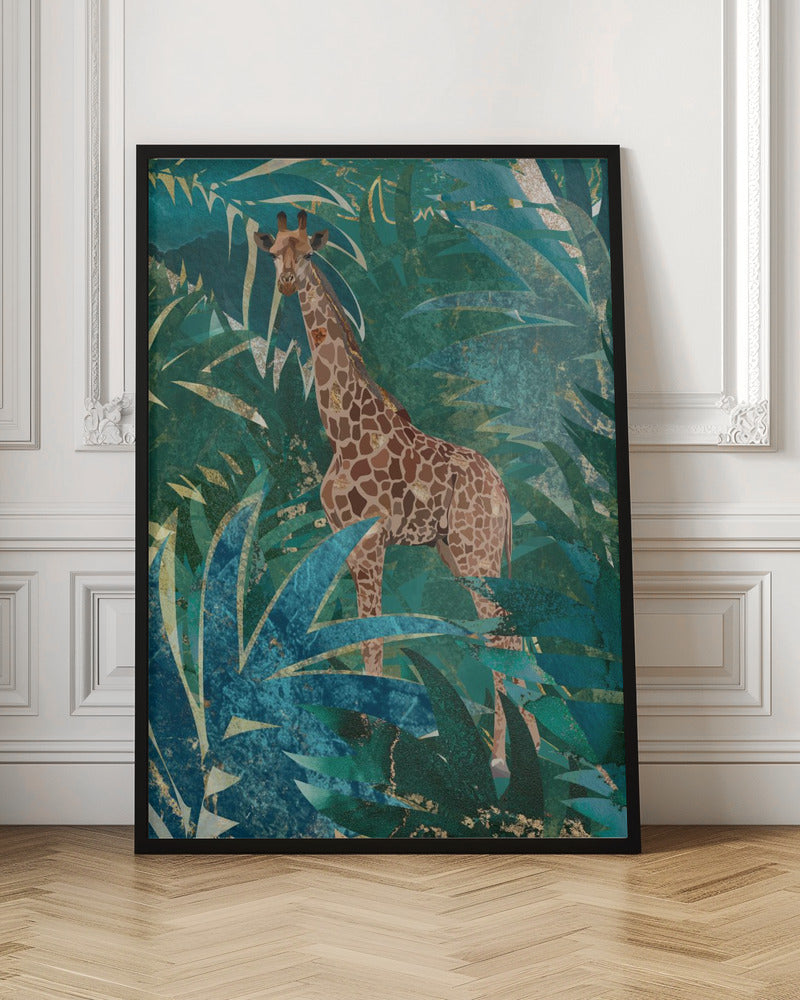 Giraffe in the jungle - Stretched Canvas, Poster or Fine Art Print I Heart Wall Art