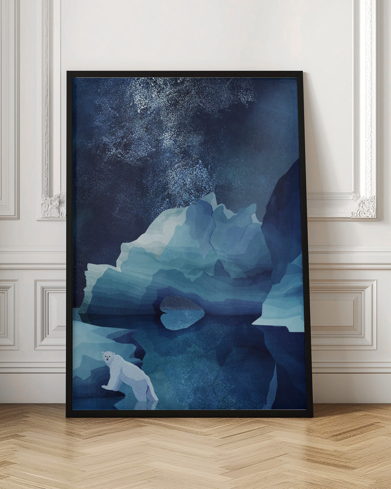 Polar Bear By Night - Stretched Canvas, Poster or Fine Art Print I Heart Wall Art