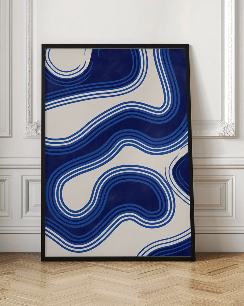 Blue Wave Patterns - Stretched Canvas, Poster or Fine Art Print I Heart Wall Art
