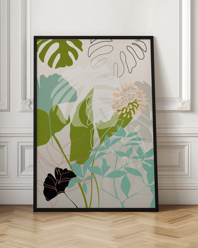 Leaves Line Boho3 Kopie - Stretched Canvas, Poster or Fine Art Print I Heart Wall Art