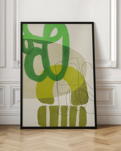 Painted Lines Green Tan 2 Kopie - Stretched Canvas, Poster or Fine Art Print I Heart Wall Art