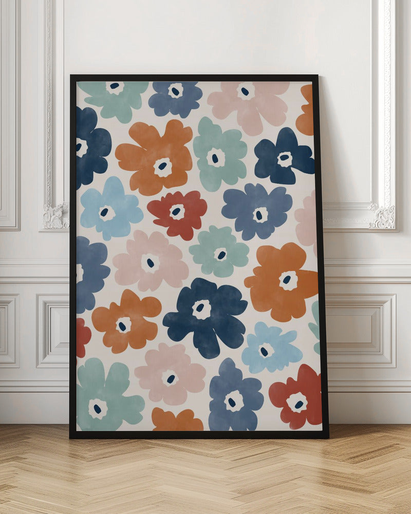 Floral Burst Fiesta - Stretched Canvas, Poster or Fine Art Print I Heart Wall Art