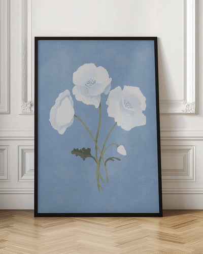 White On Blue - Stretched Canvas, Poster or Fine Art Print I Heart Wall Art