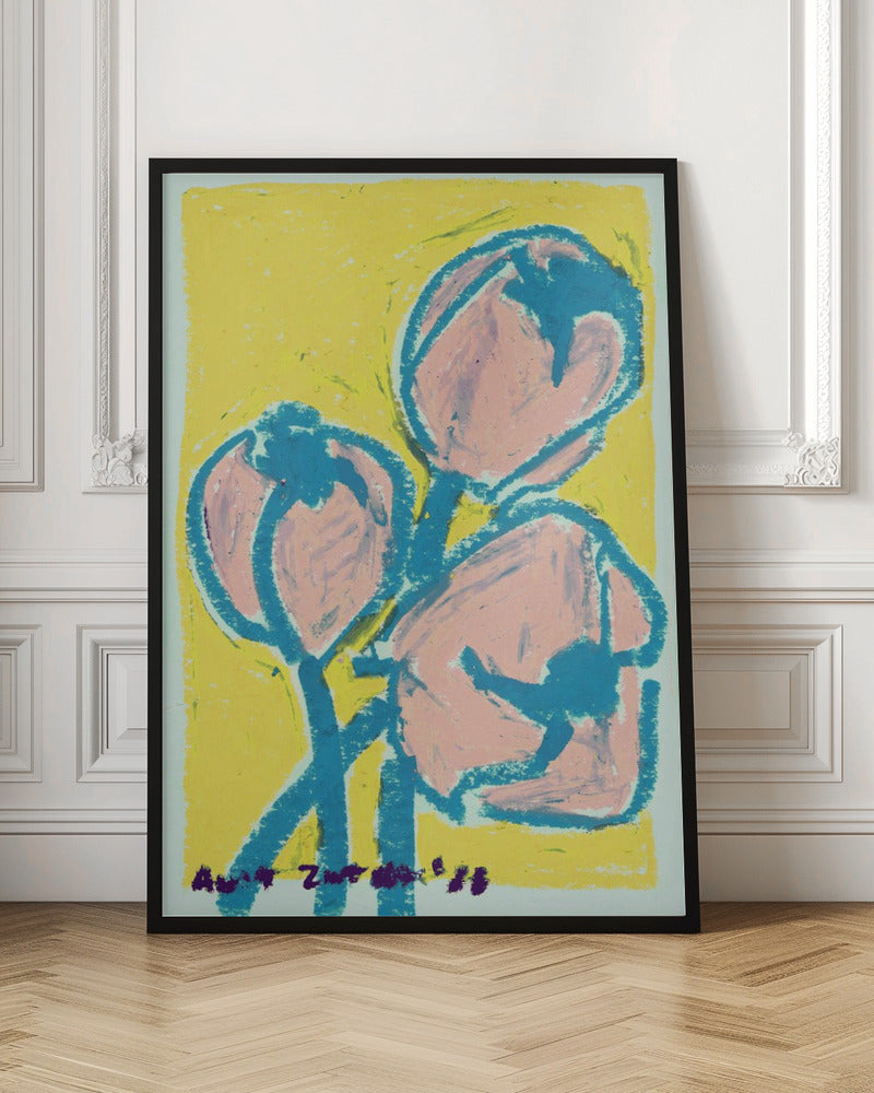 Little Tulips Blue - Stretched Canvas, Poster or Fine Art Print I Heart Wall Art