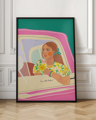 Pink car - Stretched Canvas, Poster or Fine Art Print I Heart Wall Art