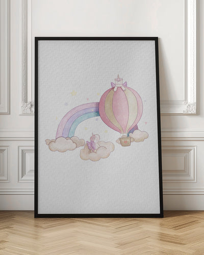 Kawai Cloudy Unicorn - Stretched Canvas, Poster or Fine Art Print I Heart Wall Art