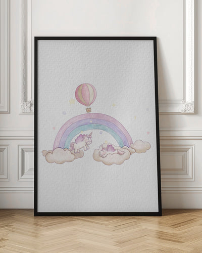 Kawai Cloudy Unicorn - Stretched Canvas, Poster or Fine Art Print I Heart Wall Art