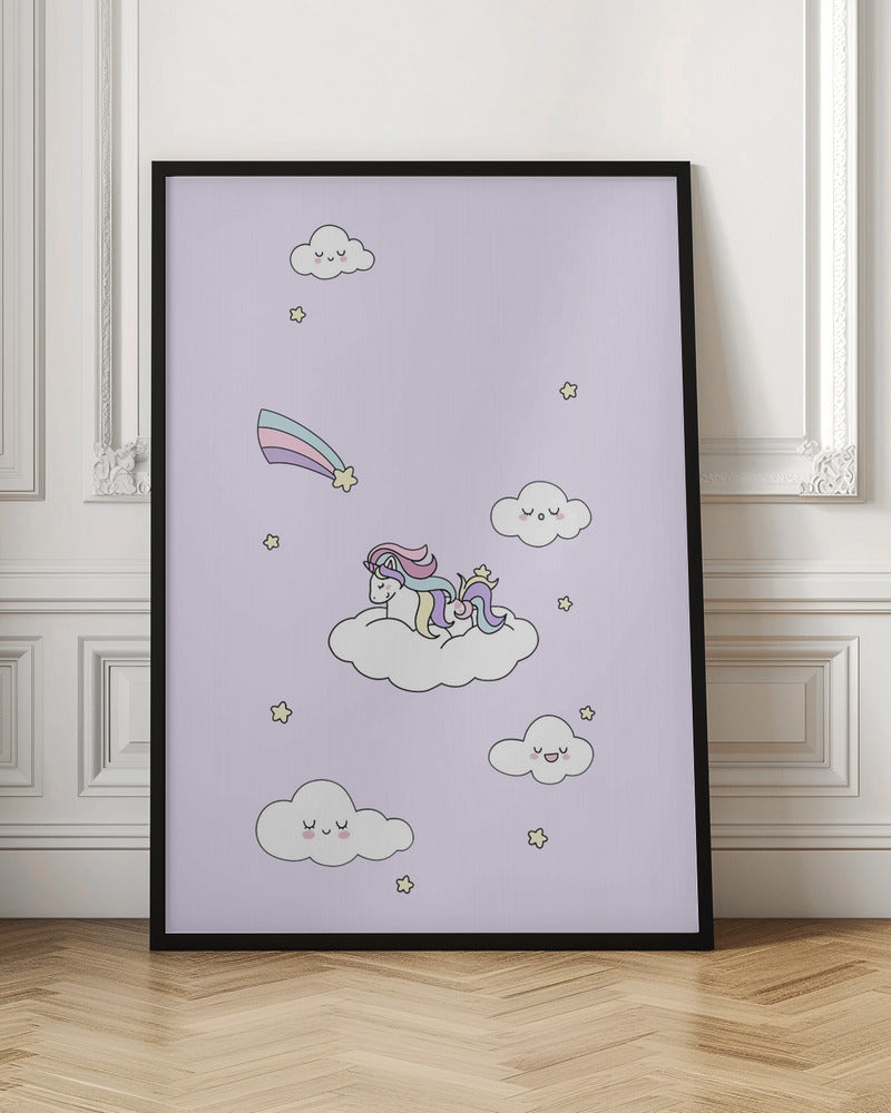 Kawaii Unicorn - Stretched Canvas, Poster or Fine Art Print I Heart Wall Art