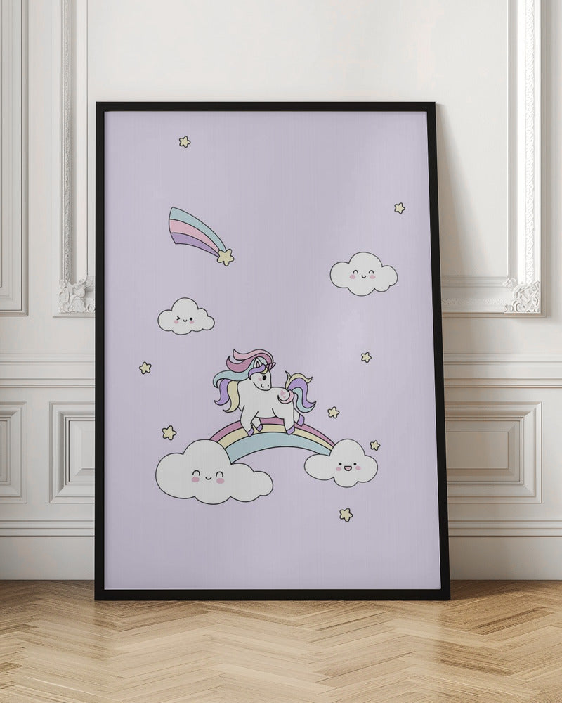 Kawaii Unicorn - Stretched Canvas, Poster or Fine Art Print I Heart Wall Art